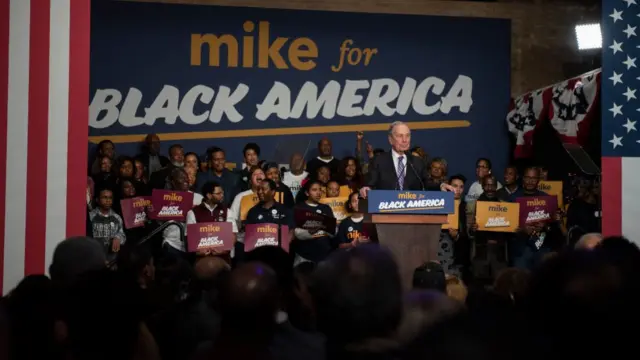 Mr Bloomberg campaigns for black voters in Houston, Texas on 13 February, 2020.