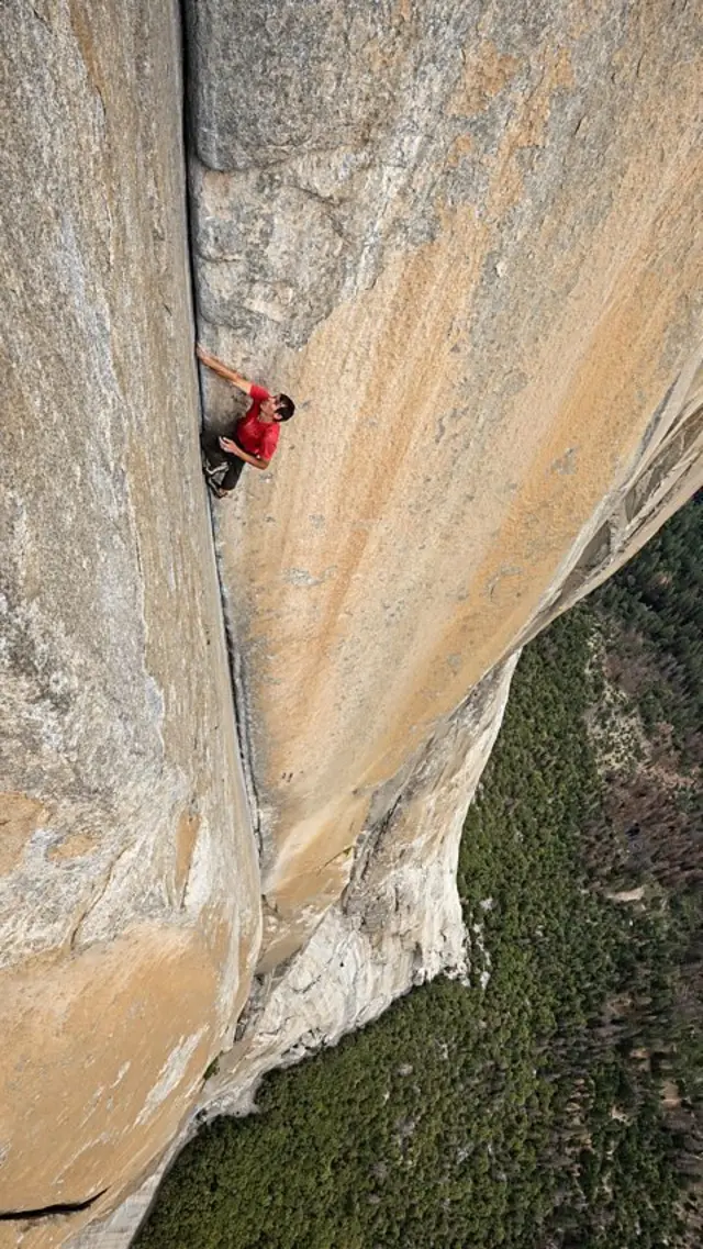 الکس هونولد، ال‌کاپیتان را صعود می‌کند. (نشنال جئوگرافی، جیمی چین)