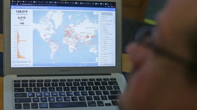 Mapa con los casos de coronavirus.