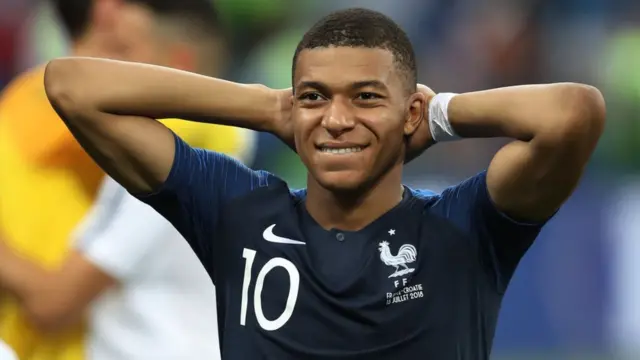 Kylian Mbappe of France is seen during the 2018 FIFA World Cup Russia Final between France and Croatia at Luzhniki Stadium on July 15, 2018 in Moscow, Russia.