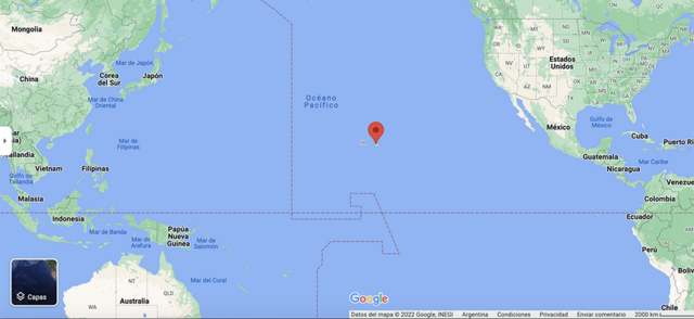 Mapa que muestra la ubicación de Hawái