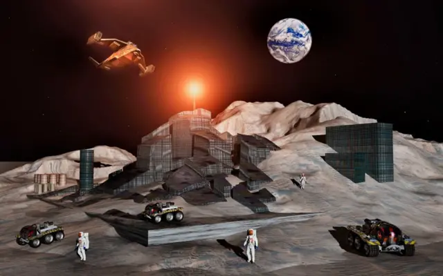 uzayda madencilik illüstrasyon