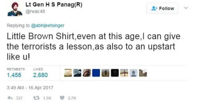 जनरल एच एस पनाग का ट्वीट