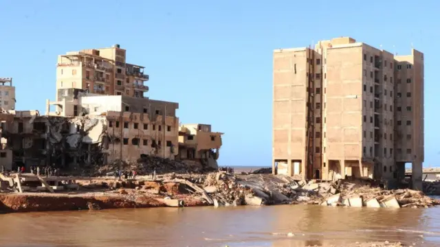A view of devastation in disaster zones after the floods caused by the Storm Daniel ravaged the region in Derna, Libya on September 12, 2023.