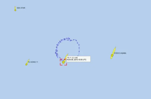 маршрут судна на карте