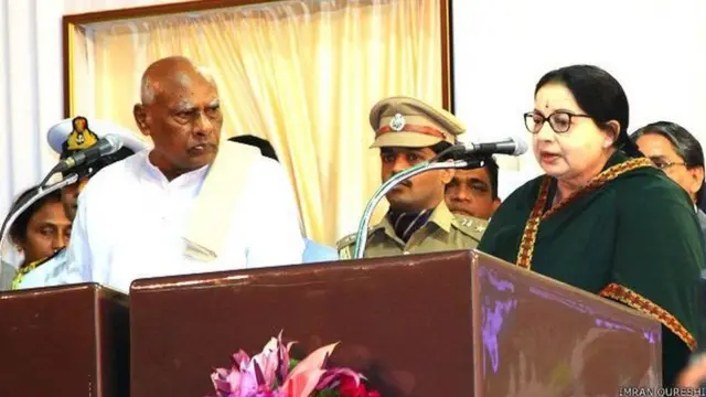 साल 2016 में मुख्यमंत्री पद की शपथ लेतीं जयललिता.