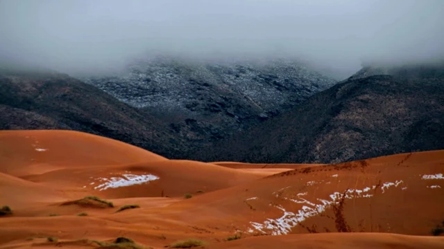 Paisaje nevado del desierto del Sahara. (Foto: gentileza Hamouda Ben jerad)