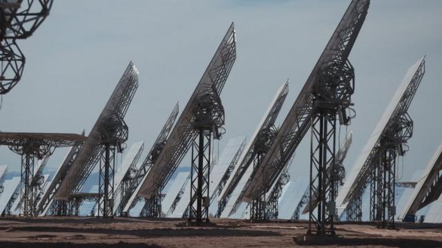 Planta de energía termosolar en Chile.