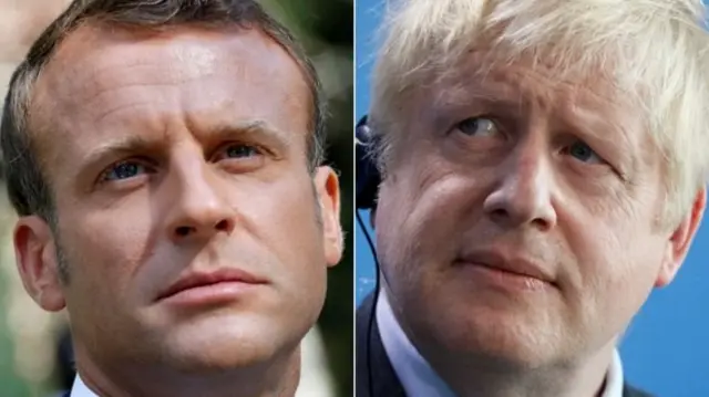 Fransa Cumhurbaşkanı Emmanuel Macron ve İngiltere Başbakanı Boris Johnson