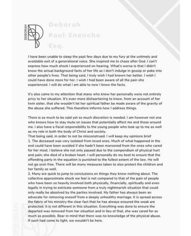 Ihe Deborah Enenche depụtara n'akara Instagram