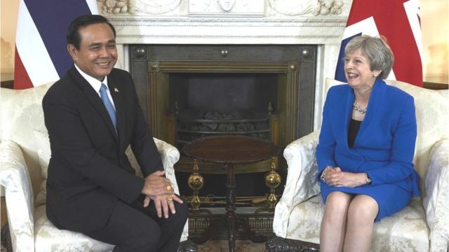 Britain"s Prime Minister Theresa May meets with Prime Minister of Thailand, Prayut Chan-o-cha at 10 Downing Street