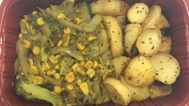 Vegetable curry and Irish potatoes