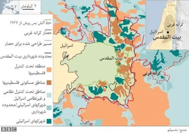 اسرائیل با اشغال شرق بیت‌المقدس در طول پنج دهه گذشته به شهرک‌سازی در آنجا ادامه داده است