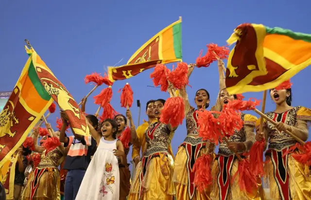 PERTH, AUSTRALIA - FEBRUARY 22: Sri Lankan fans show their support during the ICC Women's T20 Cricket World Cup match between New Zealand and Sri Lanka at the WACA on February 22, 2020 in Perth, Australia. (Photo by Paul Kane/Getty Images)