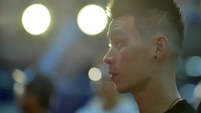 林書豪在加入北京首鋼的新聞發佈會上（中新社圖片26/9/2019）