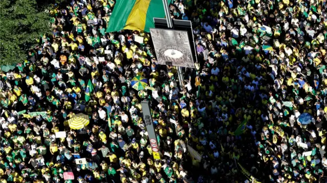 Manifestação na Av. Paulista,1xbet euSão Paulo, vista do alto