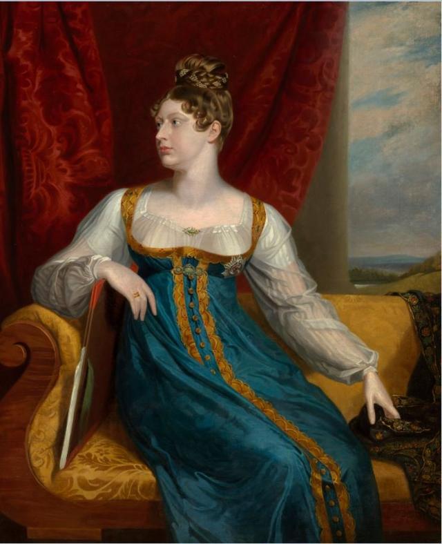 Дочь короля Георга IV принцесса Шарлотта в русском сарафане. Портрет художника Джорджа До. 1817-22
