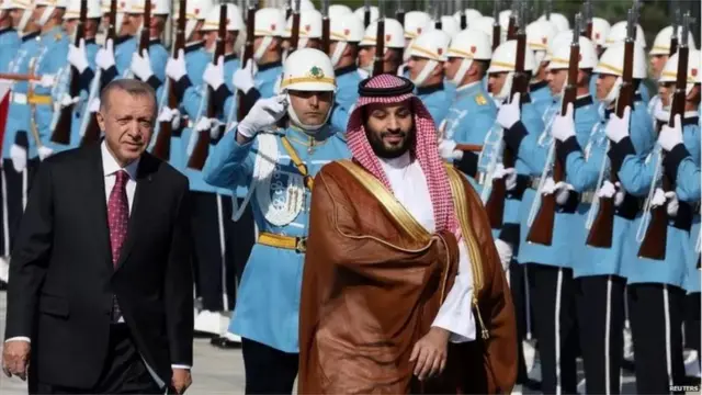 प्रिंस मोहम्मद बिन सलमान के साथ रेचेप तैय्यप अर्दोआन