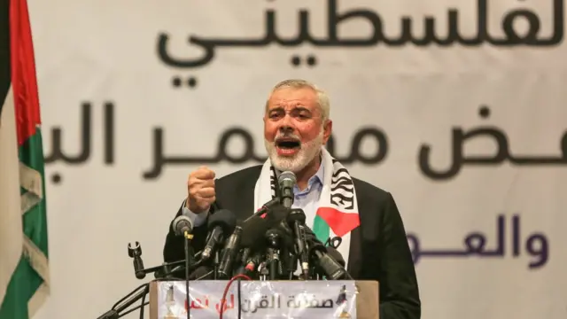 اسماعیل هنیه رهبر سازمان حماس که کنترل غزه را در دست دارد