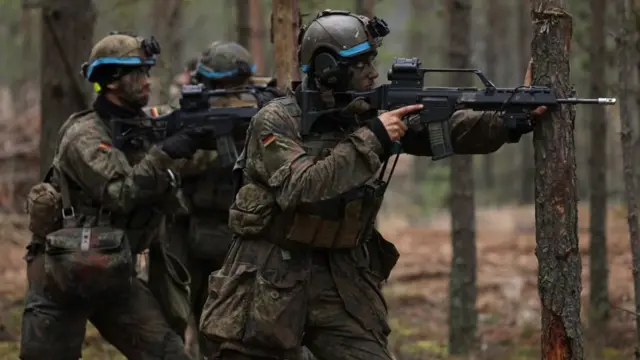 German soldiers under Nato command take part in military drills in Lithuania