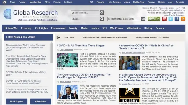 صفحه اول سایت گلوبل ریسرچ