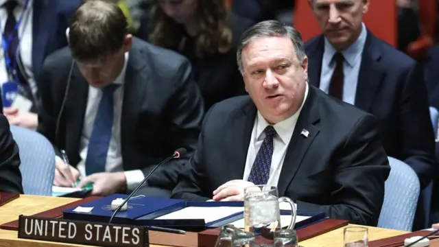 Mike Pompeo, secretario de Estados de Estados Unidos en la sede de la ONU en Nueva York.