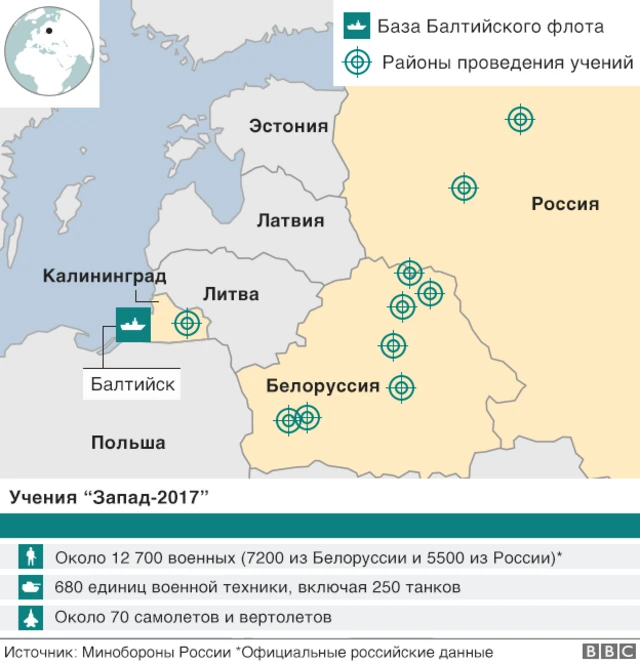 Карта учений "Запад-2017"
