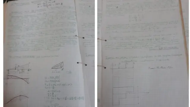 Pinkijeva sveska iz mehanike tokom pohađanja škole u Novom Sadu