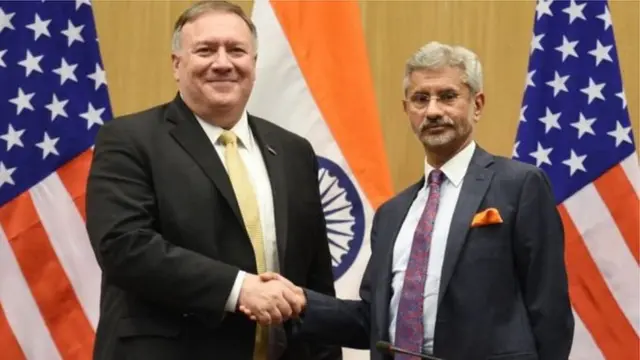 अमरीका विदेश मंत्री माइक पॉम्पियो और भारतीय विदेश मंत्री एस जयशंकर