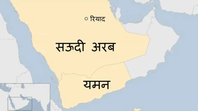 सऊदी अरब और यमन का नक्शा