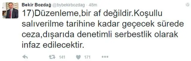 Bekir Bozdağ'ın paylaştığı Tweet