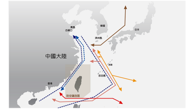 台湾军方公布的数据指出，一年多以来，中国军机已经频繁绕台飞行高达23次。