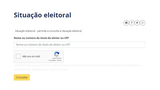 Reprodução do site do TSE