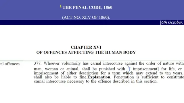 দণ্ডবিধি'র ৩৭৭ ধারা।