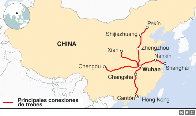 Conexiones de trenes en China.