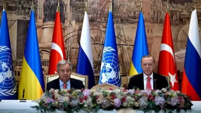 তুরস্কের প্রেসিডেন্ট এরদোয়ান এবং জাতিসংঘ মহাসচিব আন্তোনিও গুতেরেজ