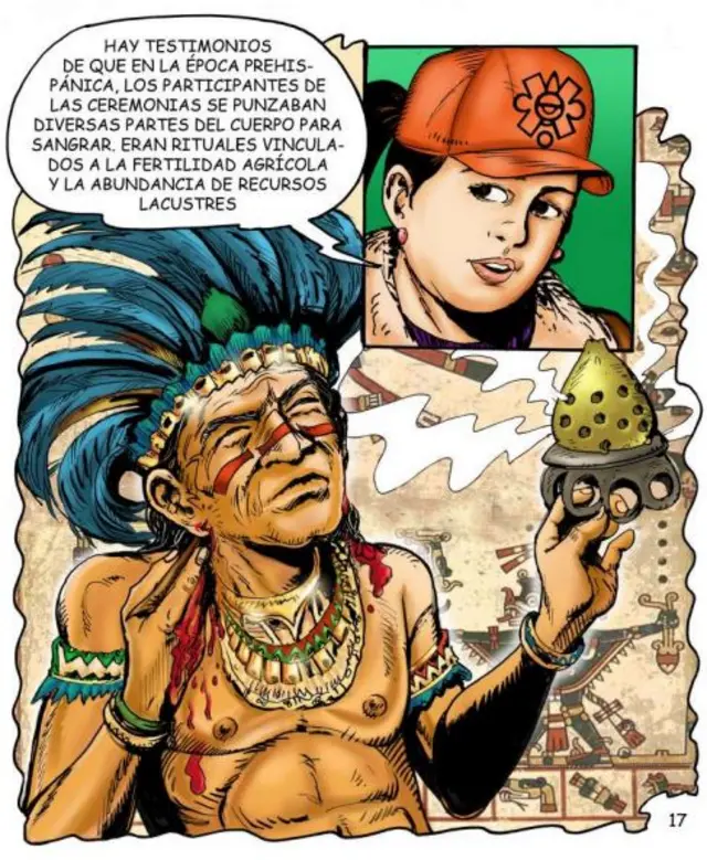 Cómic contando hallazgos del Nevado de Toluca.