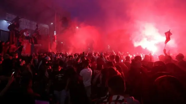 Thousands of supporters gathered in the streets