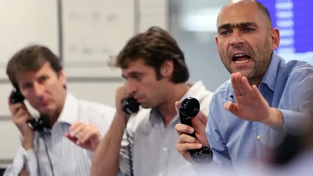 Des travailleurs de la bourse de Londres