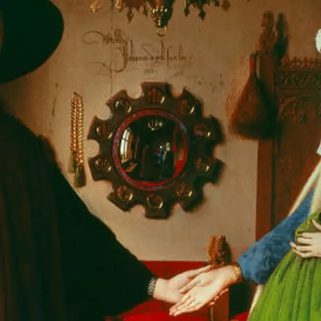 Detalle del espejo de El Matrimonio Arnolfini.
