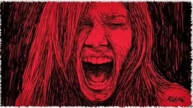 आक्रोश करणाऱ्या महिलेचं काल्पनिक चित्र