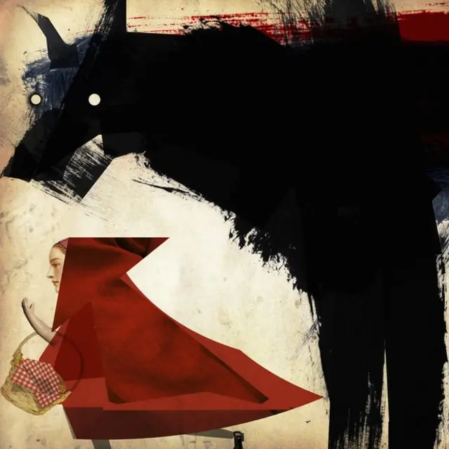 El lobo amenaza a Caperucita.