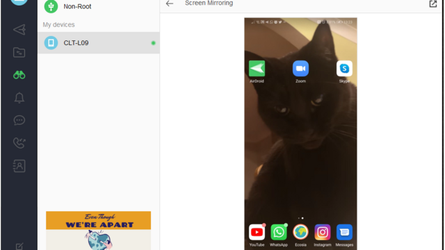 Riley Webb's phone home screen viewed through the PC interface of AirDroid