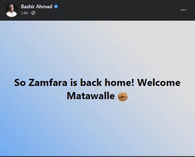 Zamfara state govnor: 'Bello Matawalle defection to All Progressives Congress' na true?