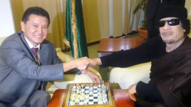 Встреча Кирсана Илюмжинова и Муаммара Каддафи