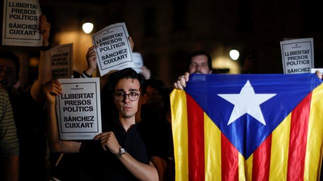 Manifestantes en Barcelona.