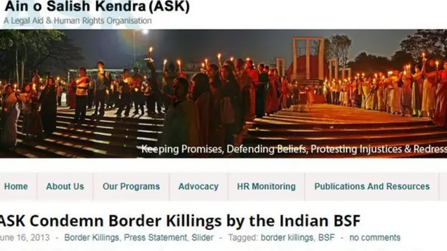 আইন ও শালিস কেন্দ্রের ওয়েবসাইটে সীমান্ত হত্যার খবর।