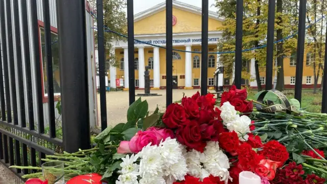 The scene outside Perm university on Tuesday