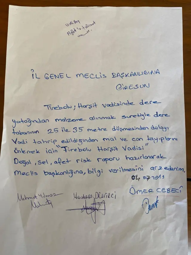 Cebeci'nin verdiğini belirttiği dilekçe