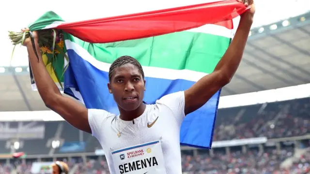 South Africa's Caster Semanya celebrates after winning the women's 1000m race during the ISTAF 2018 athletics meeting in Berlin